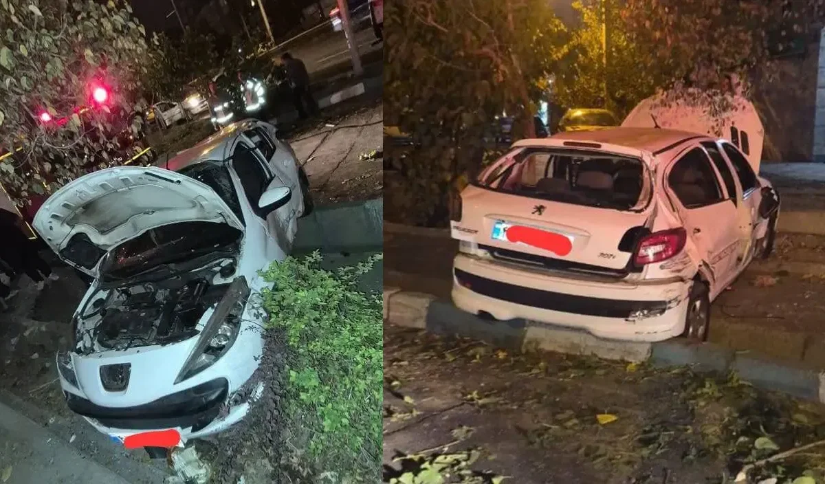 تصادف پژو ۲۰۷ و ۴۰۵ در بزرگراه حکیم؛ ۲ زن جان باختند و ۴ نفر مصدوم شدند