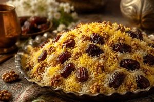 خرماپلو؛ غذای محلی جنوب با برنج، خرما و گردو