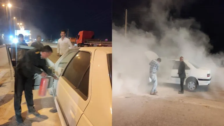 راننده و سرنشین پژو از آتش سوزی در محور یاسوج اصفهان نجات یافتند