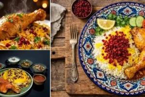 طرز تهیه زرشک‌پلو با مرغ مجلسی و سس زعفرانی