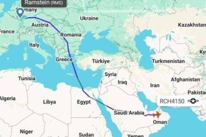 هواپیمای ترابری ارتش آمریکا از اروپا به سمت امارات پرواز کرد